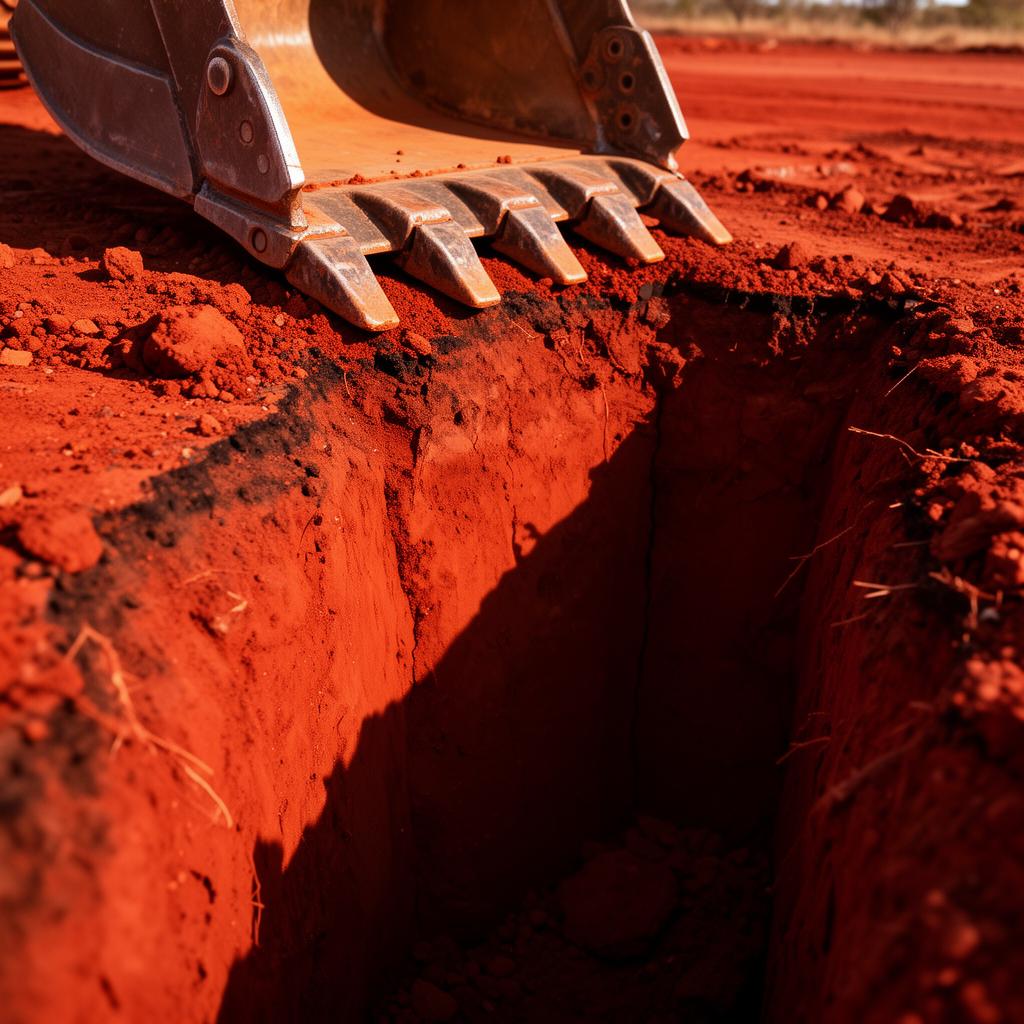 Close-up of a precision-cut trench edge